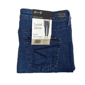 NWT Seven7 Limited Edition Mid Rise Skinny Two Tone Women's Denim Jeans Size 10